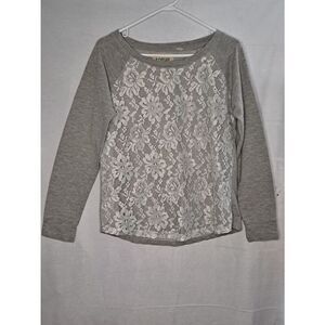 Vintage ENERGIE Kenley Lace Sweatshirt Grey White Lace Large(Juniors)